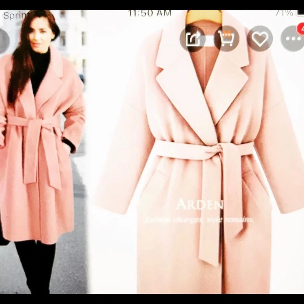 Soft pink wool wrap coat plus size - Picture 1 of 1
